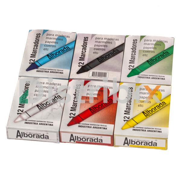 Juego de marcadores de cera ALBORADA en seis colores para mármol y madera