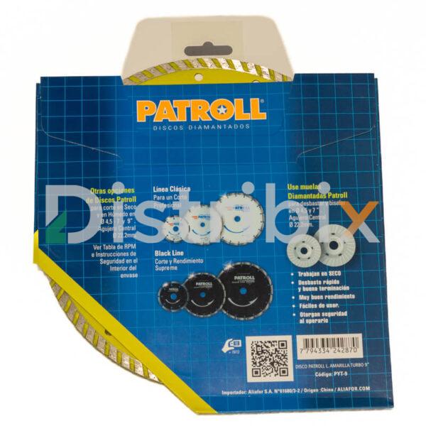 Vista dorsal del Disco Corte Diamantado Turbo PYT Patroll 9"