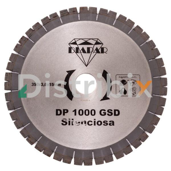 Disco DP 1000 GSD 7x1 Diamantado Silencioso DIAPAR 350 mm visto de frente.
