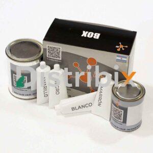Caja del Kit Adhesivo Epoxi con pigmentos.