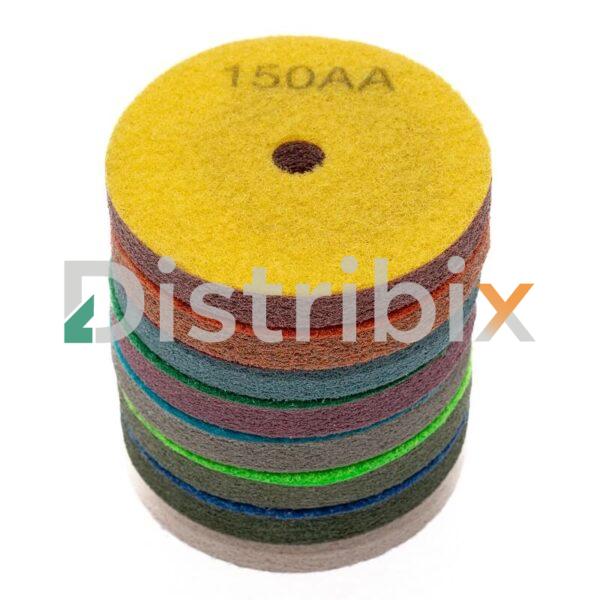 Discos del Pad Esponja 8 Pasos para Pulir 115 mm apilados con todos los números de los pasos.